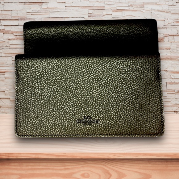 Coach Black Pebbled Leather Envelope Wallet w/ Checkbook Cover NWT - Picture 6 of 8